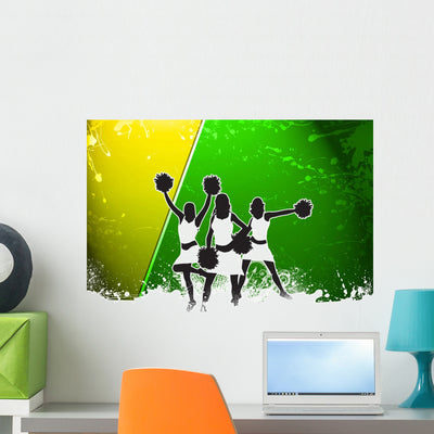 Cheerleader Background Wall Decal shown on a wall