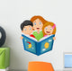 Cartoon mother reading with his children Wall Decal