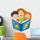 Cartoon mother reading with his children Wall Decal