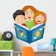 Cartoon mother reading with his children Wall Decal