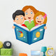 Cartoon mother reading with his children Wall Decal