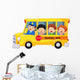 Happy children on a school bus Wall Decal