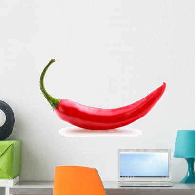 Red Chili Or Chilli Cayenne Pepper Isolated On White Background Wall Decal shown on a wall
