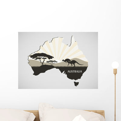 Australian Continent Wall Decal shown on a wall