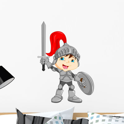 Cartoon Knight Boy Wall Decal shown on a wall
