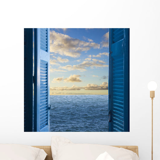 room with open door  to seascape Wall Decal