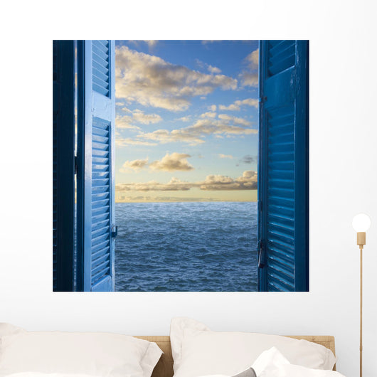 room with open door  to seascape Wall Decal