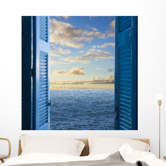 room with open door  to seascape Wall Decal