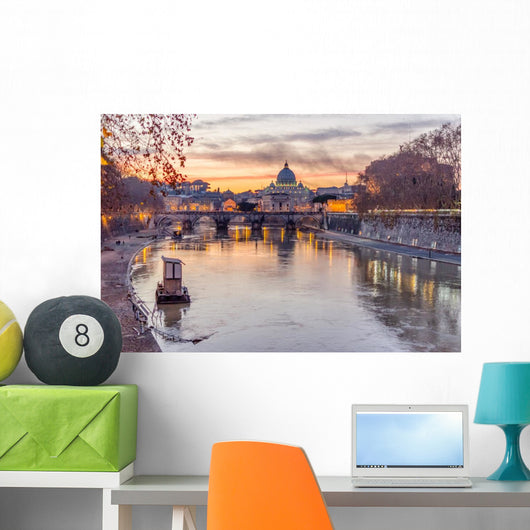 Vatican City and Tevere River in Rome at Dusk Wall Decal