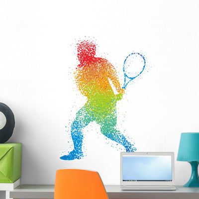 Tennis Art 5 Wall Decal shown on a wall