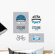 Bicycle, cycling helmet and glasses Wall Decal