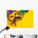 Mardi Gras Mask on yellow Background Wall Decal