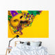 Mardi Gras Mask on yellow Background Wall Decal