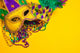 Mardi Gras Mask on yellow Background Wall Decal