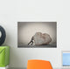 Businessman pushing a boulder Wall Decal