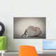 Businessman pushing a boulder Wall Decal