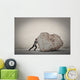 Businessman pushing a boulder Wall Decal