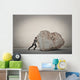 Businessman pushing a boulder Wall Decal