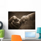 Baby hand holding mother finger with retro effect Wall Decal