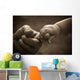 Baby hand holding mother finger with retro effect Wall Decal