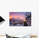 Philadelphia under a hazy purple sunset Wall Decal