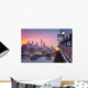 Philadelphia under a hazy purple sunset Wall Decal