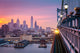 Philadelphia under a hazy purple sunset Wall Decal