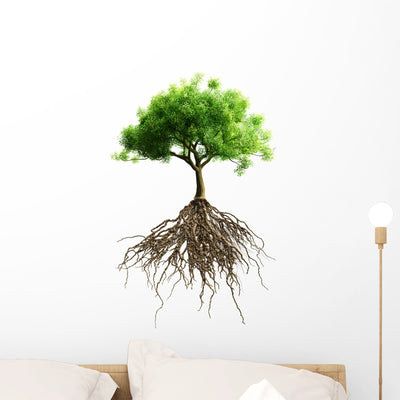 Tree With Roots Wall Decal shown on a wall