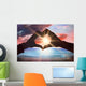 Composite image of couple making heart shape with hands Wall Decal