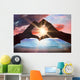 Composite image of couple making heart shape with hands Wall Decal