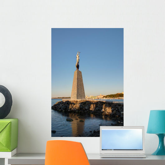 Statue of Saint Nicholas in Nessebar, Bulgaria on sunrise Wall Decal