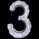 Mechanical number three of white scratched metal. Wall Decal