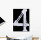 Mechanical number four of white scratched metal. Wall Decal