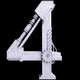 Mechanical number four of white scratched metal. Wall Decal