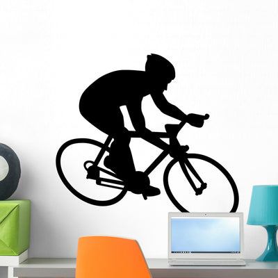 Bike Bicycle Cyclist Wall Decal 2 shown on a wall