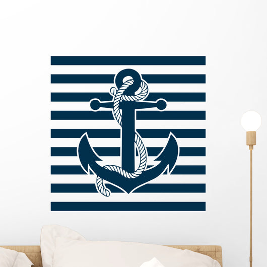 Vintage Anchor and Striped Wall Decal