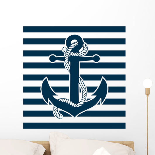 Vintage Anchor and Striped Wall Decal