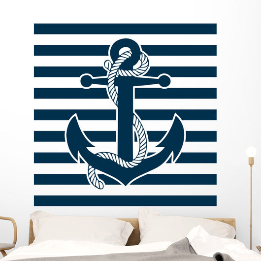 Vintage Anchor and Striped Wall Decal