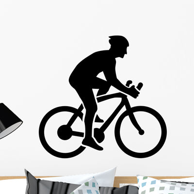 Cycling Silhouette Wall Decal shown on a wall
