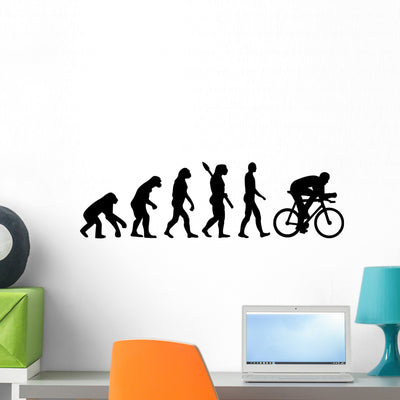 Bike Cycling Evolution Wall Decal shown on a wall