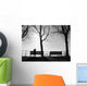 Depression im Nebel allein auf der Bank Wall Decal