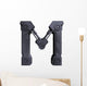 Mechanical White Letters Scratched Metal Wall Decal