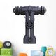 Iron mechanical black letters scratched metal Wall Decal
