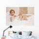 Woman in bath relaxing. Closeup of young woman in bathtub bathin Wall Decal