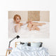 Woman in bath relaxing. Closeup of young woman in bathtub bathin Wall Decal