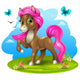 Brown pony with pink tail Wall Decal
