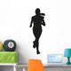 Running young girl vector silhouette Wall Decal