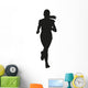 Running young girl vector silhouette Wall Decal