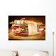 Sandwich with bacon and fresh vegetables on vintage wooden cutti Wall Decal