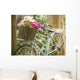 Vintage bicycle with flowers in basket Wall Decal